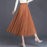 MIDI Mauve Skirt Slimming A- line Skirt Cover Slim Purple Gauze Skirt