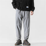 Man Fall Outfis Solid Color Drawstring Jogger Pants Loose Leisure Sports Trousers