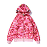 Bathing Ape Autumn and Winter Men's and Women's Pure Cotton Shark Head 3D Camouflage Printing Brushed Hoody Hoodie