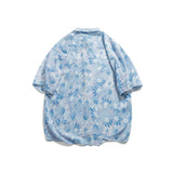 Men T Shitrs Blooming Flowers Printing Lapel