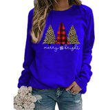 Merry and Bright Sweatshirts Merry and Bright Christmas Tree Printed Sweater Autumn and Winter