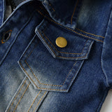 Children Jean Jackets Hooded False Two-Piece Suit Spring and Autumn Leisure Coat