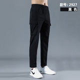 Sweat Wicking Pants Ice Silk Quick-Dry Pants Loose Straight Cargo