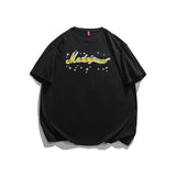 Men T Shitrs Color Letter Foam Starry Sky Printed Round Neck