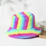 Vintage Check Bucket Hat Lamb Wool Bucket Hat