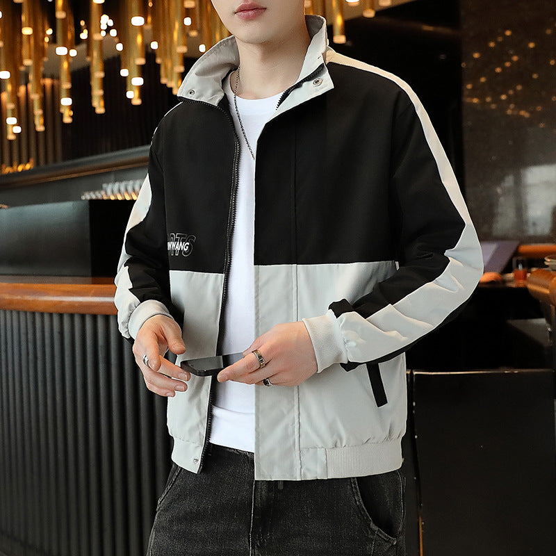 Men's Jackets Men's Spring and Autumn Splicing Coat Casual Loose