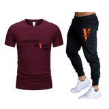 Vlone T Shirts & Pants 2 Piece Set T-Shirt Men'S Suit Printed Sports