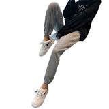 Grey Sweatpants Sports Pants Female Autumn and Winter Loose Slimming Casual