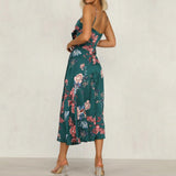 Nine Britton Dress Collar Spaghetti-Strap Floral Print Women's Bow Beach Backless