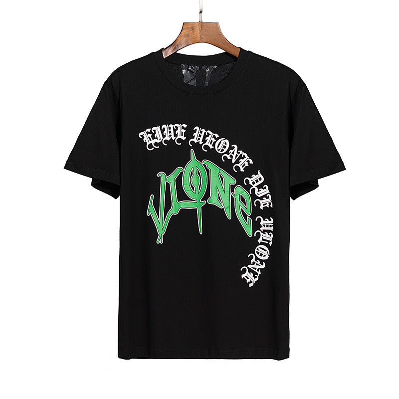 Vlone T Shirt Summer Casual Loose Short Sleeves High Street Style Couple With T-Shirt