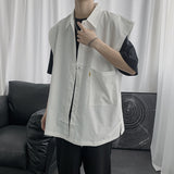 Men Shirts Sleeveless Solid Color Loose Shirt Vest