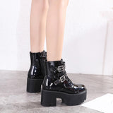 Platform Heels for Women Zipper Thick High Heel Boots