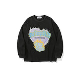 Man Fall Outfits Hip Hop Retro Love Printed Crew Neck Sweatshirt Casual Long-Sleeved Top for Men