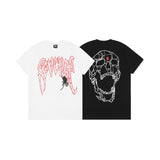 Skull T Shirt Letter Print Spider Web Skull Print Loose