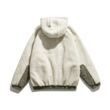 Man Fall Outfis Autumn Color Matching Lamb Wool Hooded Jacket Men's Casual Top