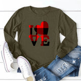 Valentine's Day T Shirt Women's Solid Color Long Sleeve Love Printed Casual Style Top