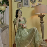 Regency Dress Green Dress Long