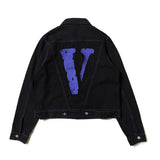 Vlone Jean Jacket Denim Jacket Men'S And Women'S Embroidered Casual Jacket