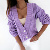 Women Cardigan Knit Sweater Women's Autumn and Winter Button Sweater Cardigan
