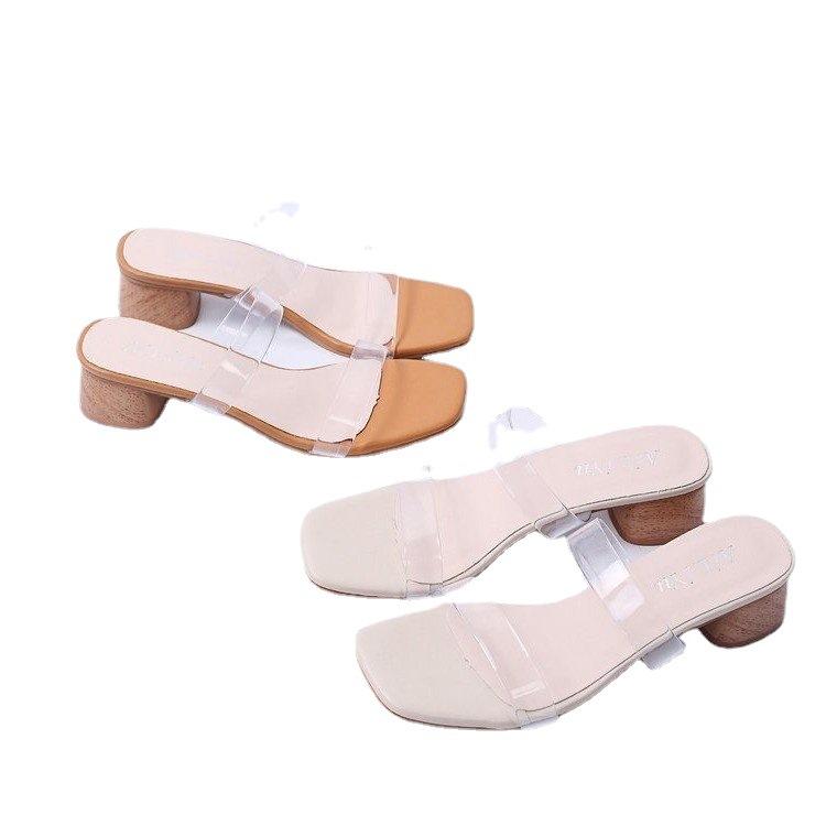 High Heels Slippers Summer Slippers Transparent Ankle-Strap Sandals