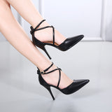 White Strappy Heels Stiletto Sandals Women's High Heels OL Work Shoes