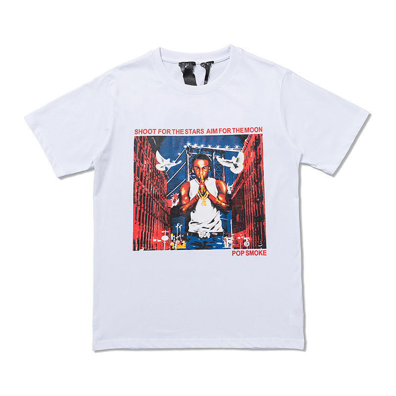 Vlone T Shirt Summer Large V Short Sleeve T-Shirt Hip Hop Half Sleeve