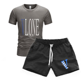 Vlone T Shirts & Shorts 2 Piece Set Men'S Short Sleeve Sports Beach Shorts Round Neck T-Shirt