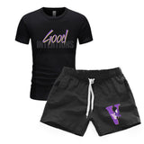 Vlone T Shirts & Shorts 2 Piece Set Men'S Short Sleeve Sports Beach