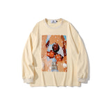Man Fall Outfits Autumn and Winter Cartoon Three-Dimensional Printed Long Sleeve round Neck T-shirt