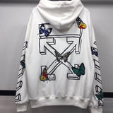 Off White Hoodie With Arrow Print Men'S Casual And Comfortable Embroidered Printed Sweater Owt