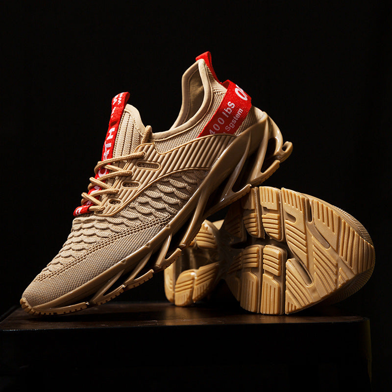 Men's Sneaks Men's Spring and Summer Leisure Sports Running Shoes Breathable Flying Woven White Shoes Men