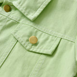 Children Jean Jackets Spring and Autumn Green Fashionable Jacket Lapel Long Sleeve Short