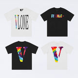 Vlone T Shirt Large V Printed Short Sleeve Loose Couple Men'S And Women'S T-Shirt