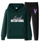 Vlone Hoodie & Pants 2 Piece Set Casual Loose Hoodie Sweatshirt