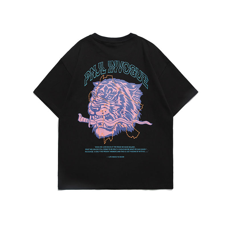 Men T Shitrs Tiger Head Pattern Printing