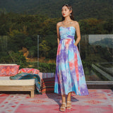 Coachella Music Festival Outfits A- line Tube Top Dress Vacation Beach Dress