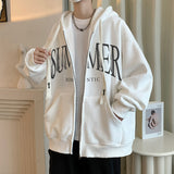 Men Hoodie Cardigan Sweater Teenagers Baggy Coat