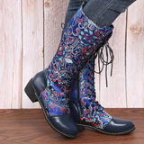 Beth Dutton Shoes plus Size Fashion Boots Embroidered Flowers Tall Knight Boots Women