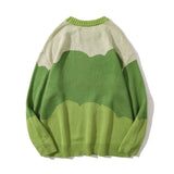Men Sweater Cartoon Jacquard round Neck Sweater Men's Autumn Trendy Color Matching Pullover
