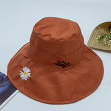 Women Bucket Hat Little Daisy Reversible Fisherman Hat Sun Protection