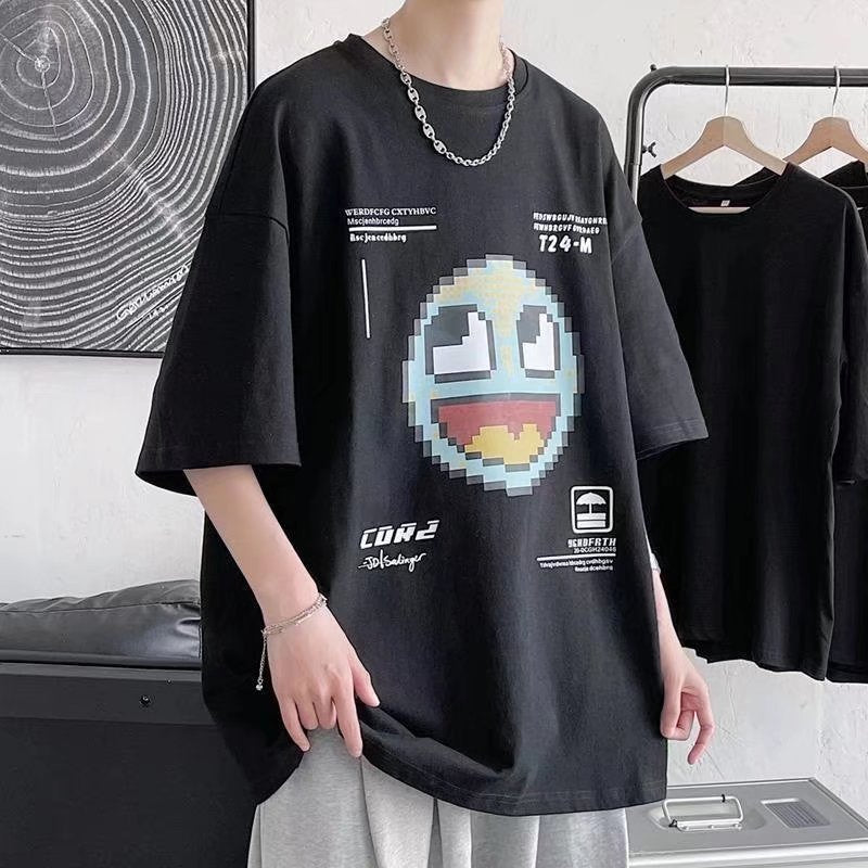 Men T-Shirts Loose Printed Half Sleeve
