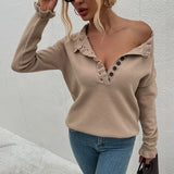 Women 'S Pullover Knit Sweater Button Coat For Autumn And Winter