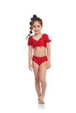 Children Swimsuit Girl's Swimsuit Puff Sleeve Split Swimsuit