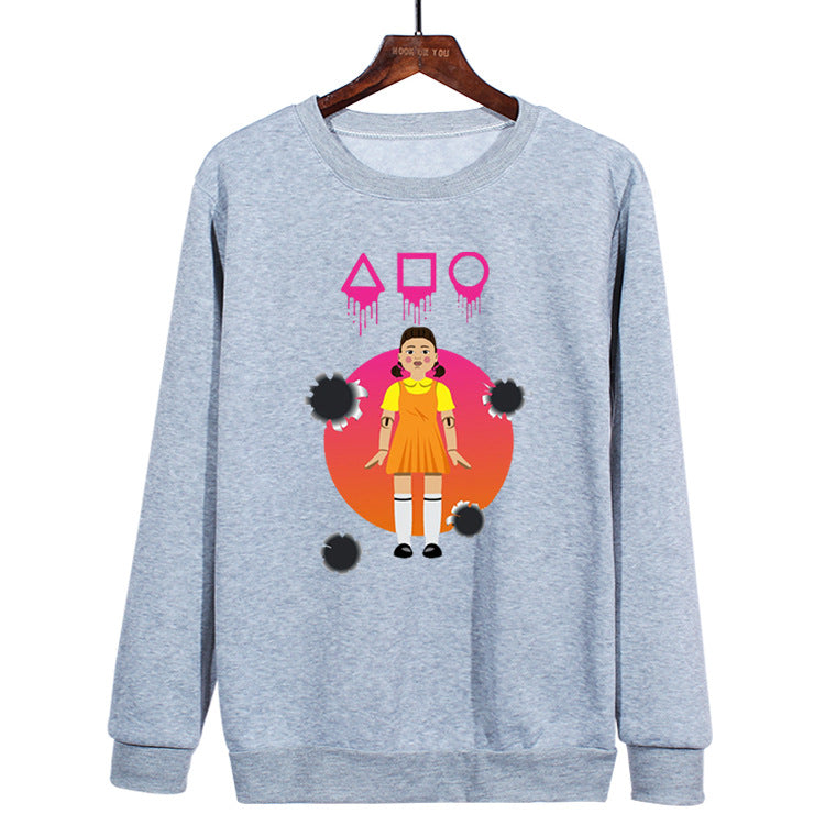 Squid Game Costume Loose Long Sleeve Crew Neck Sweater Women