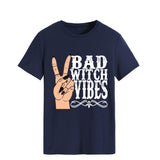 Halloween Costumes Bad Witch Vibe Shirt Pullover Simple Printed Crew Neck Top T-shirt Loose Short Sleeve