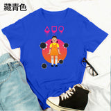 Squid Game Costume printed loose cotton round neck short sleeve t-shirt for women