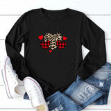 Valentine's Day T Shirt Solid Color Long Sleeve Heart Printing Casual