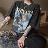 Nirvana T Shirt Retro Distressed Rock Loose Casual Vintage