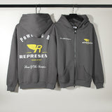 Cardigan Baseball Jacket Rep Foam Wings Letter Print Open Bear Zipper Hoodie