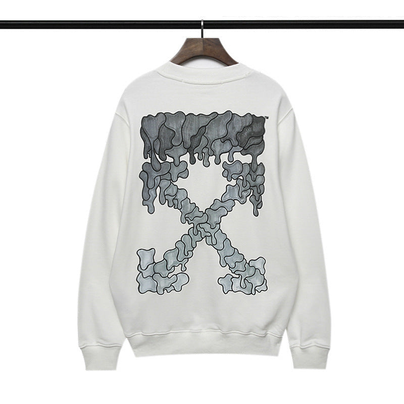 Off White Sweatshirts Pattern Crew Neck Pullover Sweatshirt Ow Men'S And Women'S Loose Coat